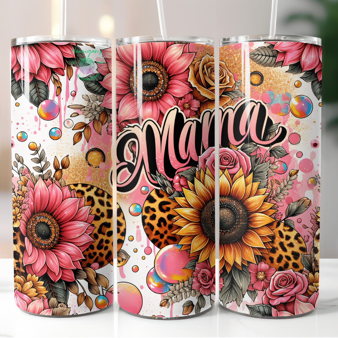 Mama Sunflower Leopard Tumbler