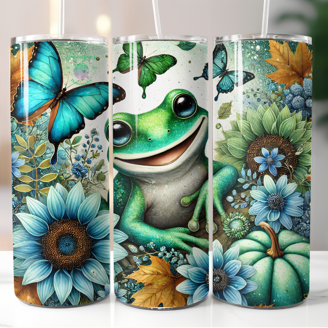 Whimsical Frog & Butterflies Tumbler